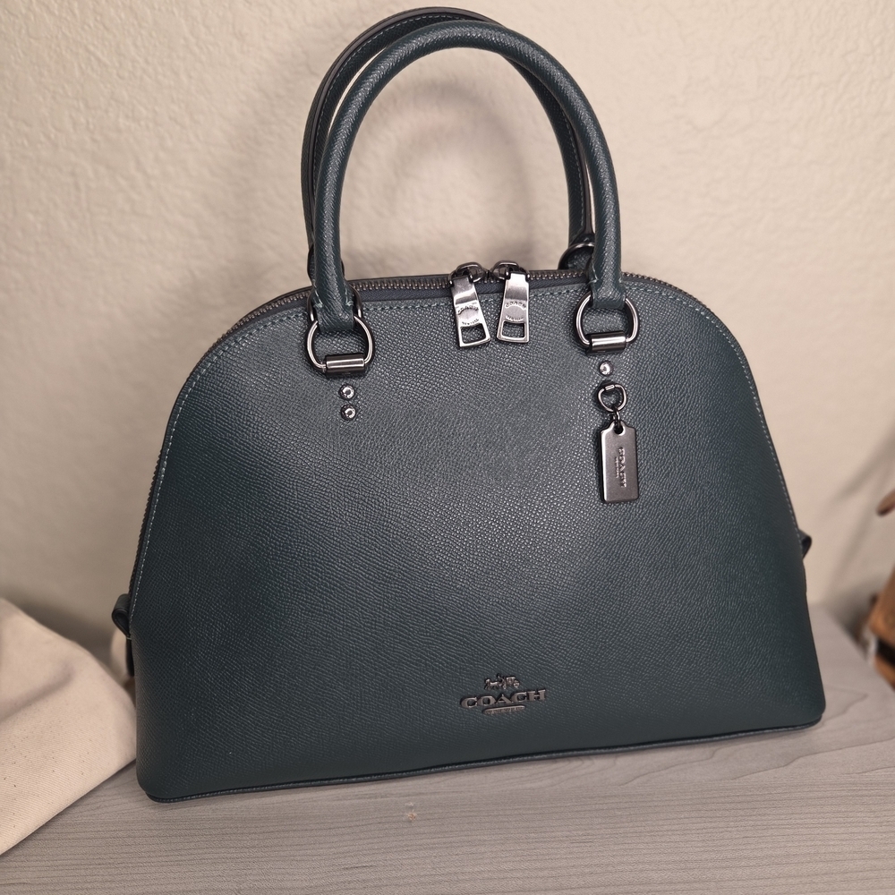 Coach Sierra Forest Green 2021 Leather Bag Set Gunmetal Hardware. Wallet NWT - Picture 12 of 13